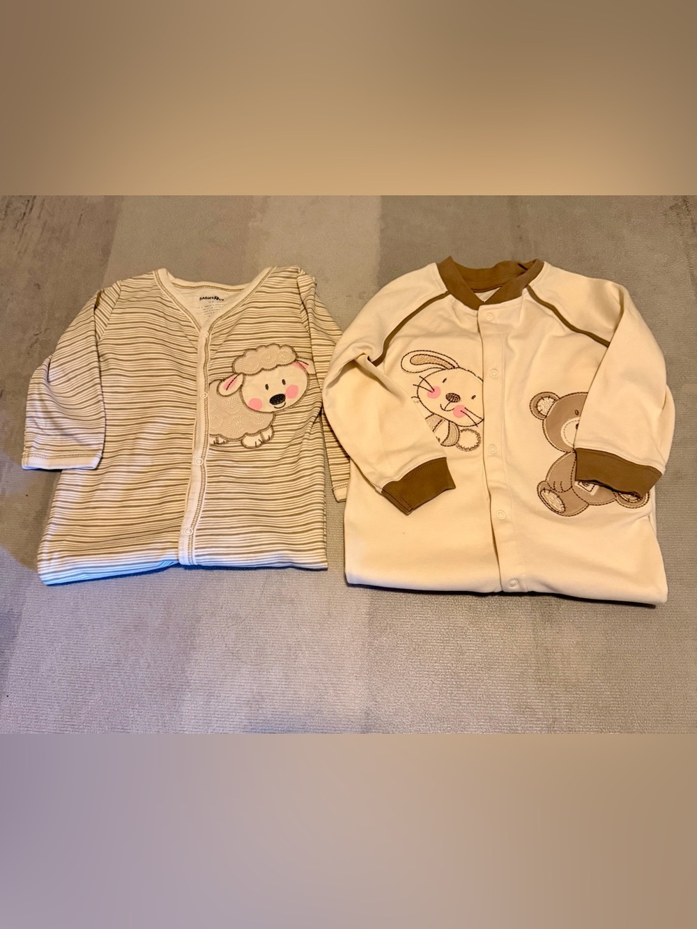 BabiesRUs Cream Infant Cotton sleepers- Neutral